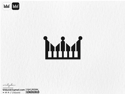 Piano Crown Logo branding crown design flat illustration logo logo for sale minimal monogram piano piano crown logo type ui uidystd vector widydm