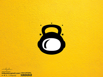 Astronaut Kettbell Logo astronaut astronaut kettbell logo branding design flat illustration kettbell logo minimal monogram type ui uidytd vector widydm