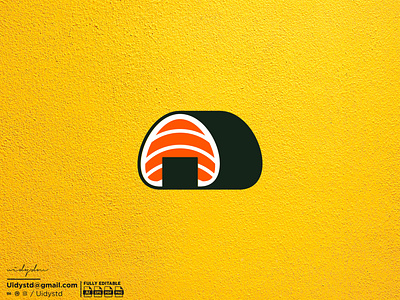 Onigiri Sushi branding design flat illustration logo minimal monogram onigiri onigiri sushi logo sushi type ui uidystd vector widydm