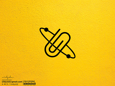 Paper Clip Planet Logo branding clip design flat illustration logo minimal monogram office paper paper clip planet logo planet type ui uidystd vector widym