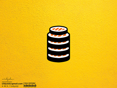 Sushi Battery Logo battery branding design flat food illustration logo minimal monogram sushi sushi battery logo type uidystd vector widydm