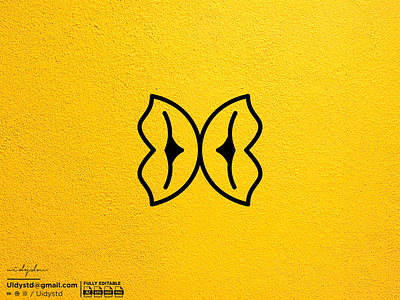 Butterfly Lips Logo branding butterfly butterfly lips logo design flat illustration lips logo minimal monogram type ui uidystd vector widydm