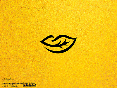 Leaf Lips Logo branding design flat illustration leaf lips lips leaf logo logo minimal monogram nature type ui uidystd vector widydm