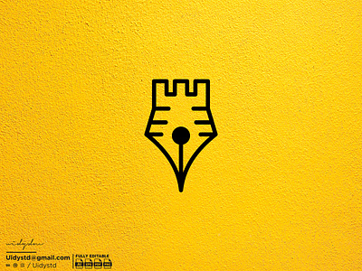 Pen Castle Logo branding castle design flat illustration logo minimal monogram office pen pen castle logo type ui uidystd vector widydm