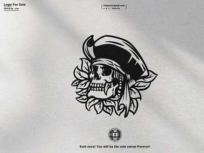 Skull Pirate Logo branding design illustration logo logo for sale minimal monogram pirate pirate logo skull skull logo skull pirate skull pirate logo type ui vector