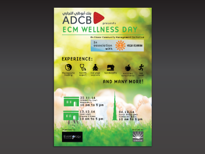 ECM Wellness Flyer clean design flyer font green health icon layout mood wellness yoga