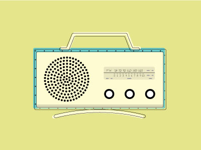 Vintage Radio colors dots illustration line art music pop art