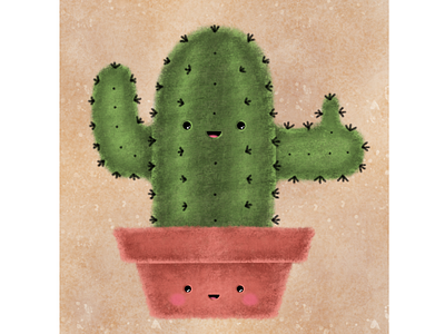 Thumb up cactus aesthetic background color cute design funny green houseplant illustration kawaii lovely plant illustration plants pot smile smiley