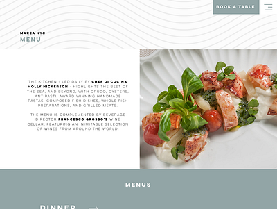 Menu page design for Marea design ui webdesign