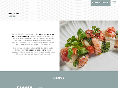 Menu page design for Marea