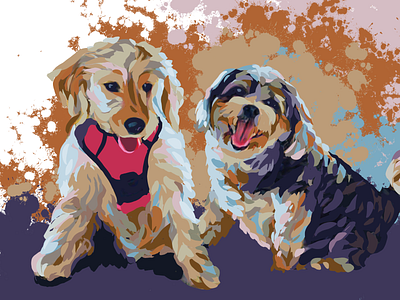 Dogs abstract art bright colors colorful art colorful palette conceptual art dog illustration dog lover dog lovers doggy dogs dogstudio fur fur drawing fur technique golden retriever illustration inspiration popart puppies puppy