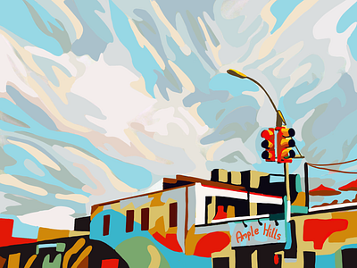 New York City abstract art brooklyn buildings cafe chelsea clouds colorful art creative design illustration inspiration neighborhood new york new york city nyc popart procreate sky soho sunset traffic