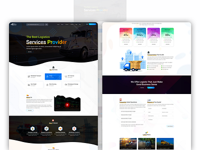 Logistics Pro clean landing page photoshop ui ux