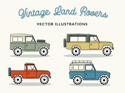 Vintage Land Rover illustrations 4x4 graphic design icon illustration illustrator jeep land rover vector vintage car