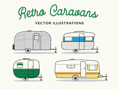 retro caravan vector illustrations
