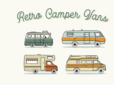 retro camper vector illustrations