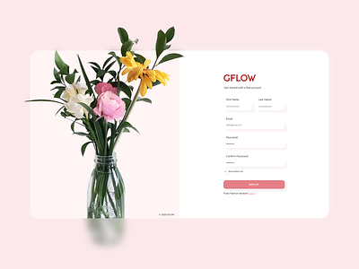 Gflow - Sign Up design flowers forms sign up ui ux webapp design