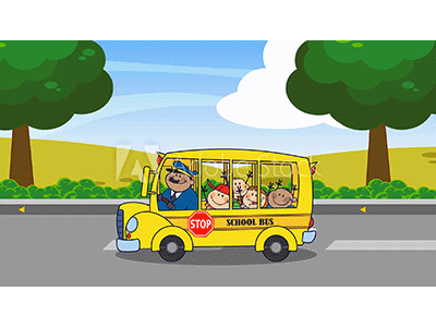 School Bus With Happy Children Animation 🚸 🚌 🏫 animated animation bus cartoon character childrens education graphics hittoon kids kindergarten school transport vehicle