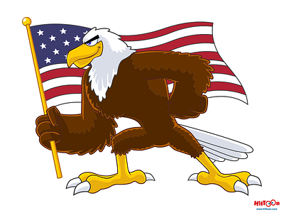 Eagle Cartoon Character With USA Flag animal cartoon character design eagle flag graphics greeting hero hittoon holiday illustration independence day mascot usa vector