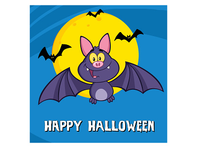 Cute Vampire Bat Cartoon Character Flying animal bat cartoon character design graphics halloween hittoon humor illustration mascot vector