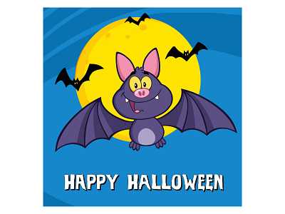 Cute Vampire Bat Cartoon Character Flying