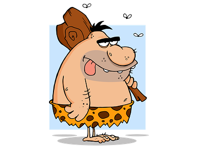 Caveman With Club cartoon caveman character club design graphics hittoon humor illustration mascot prehistoric vector