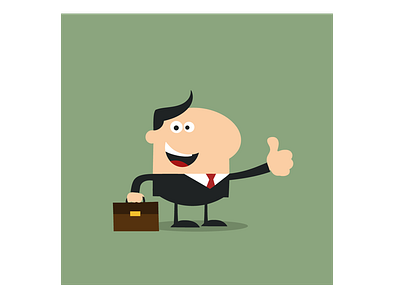 Happy Manager Giving Thumb Up business cartoon character design flat graphics humor illustration man mascot vector worker