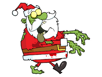 Santa Zombie Walking cartoon character graphics halloween holiday humor illustration man mascot santa vector zombie