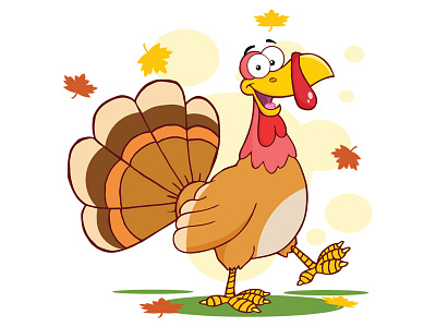 Happy Turkey Cartoon Character Walking