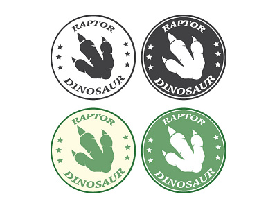 Dinosaur Footprint Circle Label Design badge design dinosaur emblem footprint graphics illustration label logo paw raptor t rex