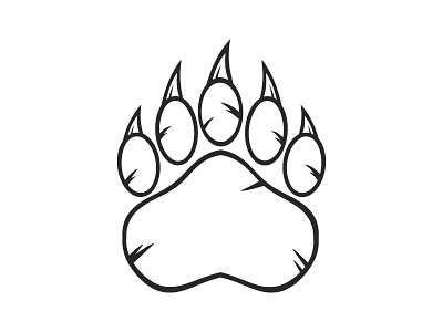 Black And White Bear Paw With Claws animal bear claws concept emblem footprint graphic grizzly logo mark paw sport