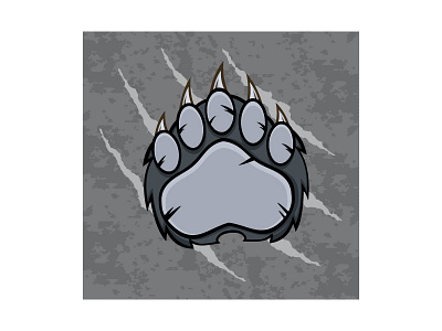 Gray Bear Paw With Claws animal bear claws concept emblem footprint graphic grizzly logo mark paw sport