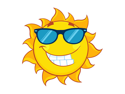 cute sun cartoon with sunglasses