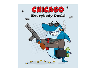 Shark Mobster Poster Design animal cartoon character gangster graphics gun illustration killer mafia mascot mobster shark