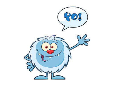 Cute Little Yeti Cartoon Mascot Character Waving