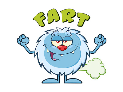 Smiling Little Yeti Cartoon Mascot Character Farting animal cartoon character cute illustration mascot monsrer snow snowman stickers vector yeti