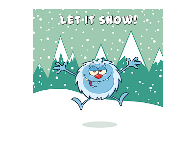 Happy Little Yeti Cartoon Mascot Character Jumping animal cartoon character cute illustration mascot monsrer snow snowman stickers vector yeti