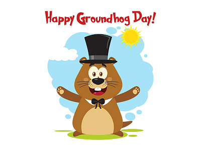 Happy Groundhog Day animal cartoon character design flat style graphic greeting groundhog holiday marmot pets spring