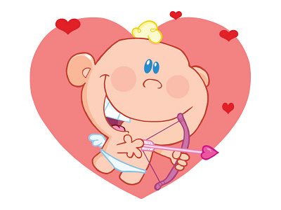 Cute Baby Cupid baby boy cartoon character cupid design graphic greeting hearts holiday love valentine