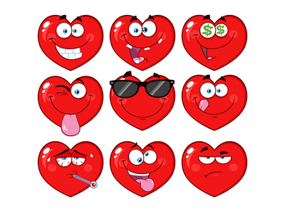 Heart Emoji set 2 cartoon character emoji emoticon heart joke love mascot
