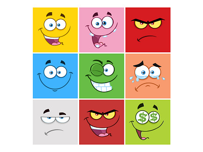 Square Emoticons 1 cartoon character emoji emoticon face funny joke mascot smiley