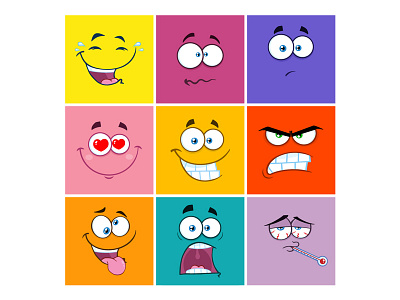 Square Emoticons 2 cartoon character emoji emoticon face funny joke mascot smiley