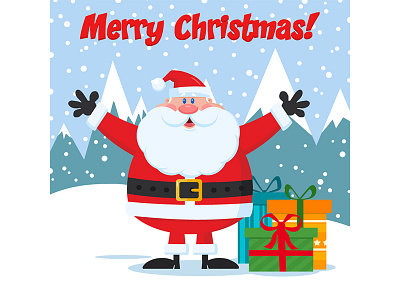 Jolly Santa Claus cartoon character design greeting hittoon holiday illustration post card santa claus vector
