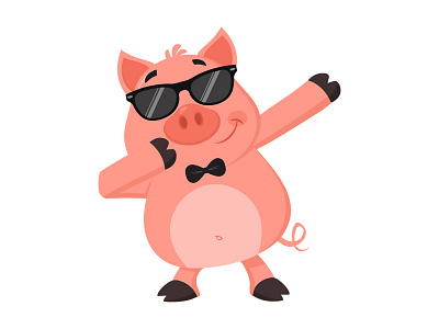 Pig Dabbing animal cartoon character dab graphic hittoon humor mascot pig piggy
