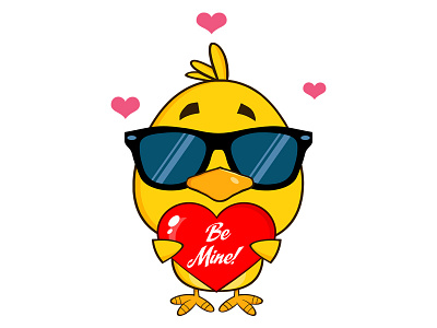 Cute Yellow Chick animal bird cartoon character chick chicken graphics greeting hittoon holiday humor illustration mascot valentine