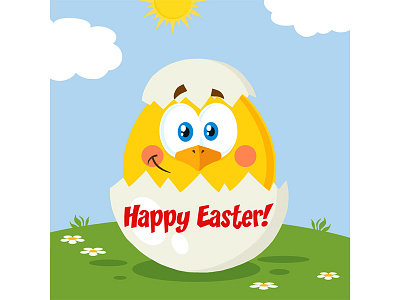 Easter Chick animal cartoon character chick chiken design easter graphics greeting hittoon holiday illustration mascot post card vector