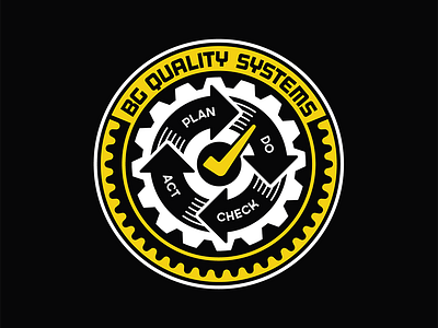 Quality Mark badge checkmark gear logo stamp