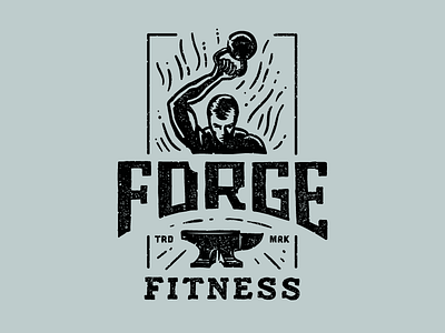 Forge Fitness anvil badge fitness flames forge hand drawn kettlebell