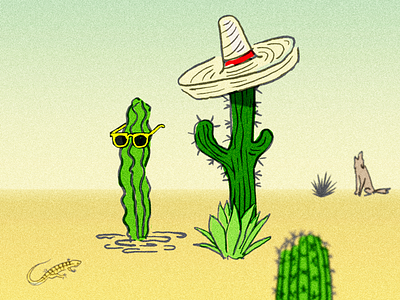 Heat Wave Vibes cactus coyote desert grainy lizard sombrero sunny