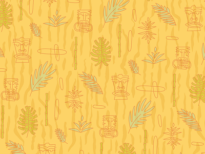 Tiki Pattern foliage line mid century palm pattern tiki
